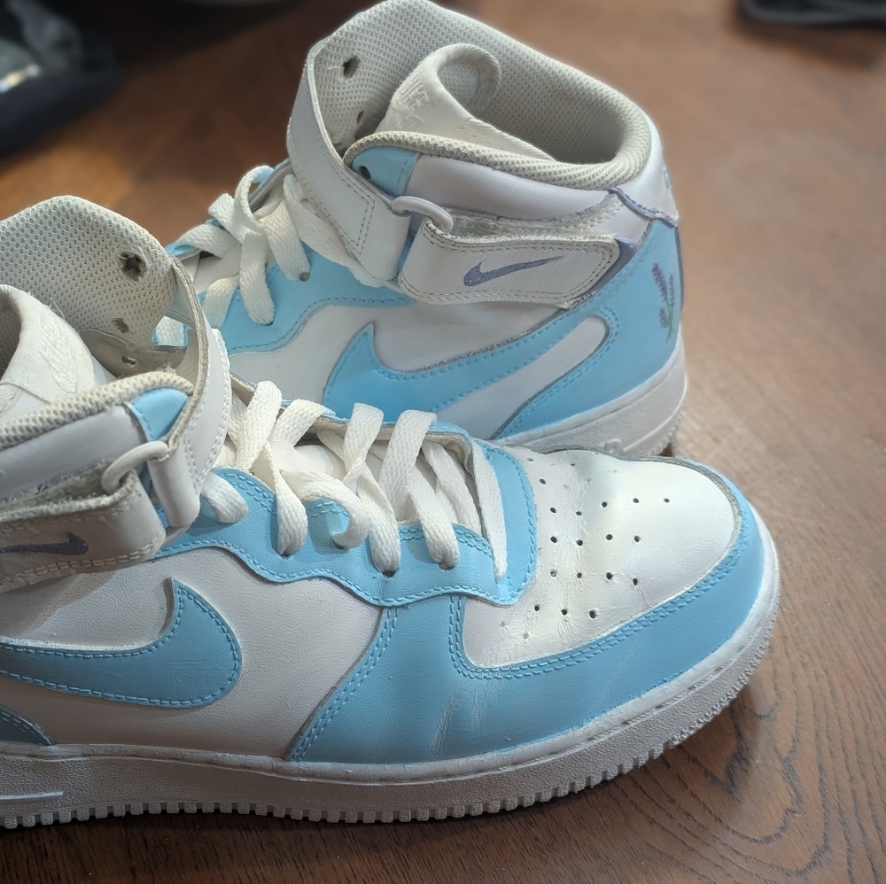 Custom painted Air Jordan 1 mid size Wm 9.5